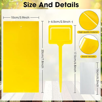 220 Pcs 7.9 x 4 Inch Sticky Traps for Plant Gnats Double Sided Sticky Traps with Twist Ties for Flying Killer Insect Indoor Outdoor Fungus Gnats, Whiteflies, Aphids (Yellow)