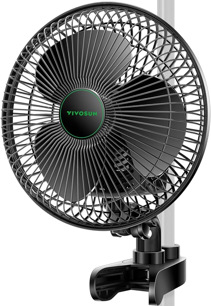 VIVOSUN AeroWave A6 6-Inch Clip-on Fan, Patented Portable Indoor Fan with Clip, 2-Speed Adjustment, Cord, Strong Airflow but Low Noise, and Fully-Adjustable Tilt for Grow Tent, Black, 1-Pack