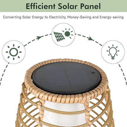 Solar Yard Outdoor Floor Lamp Patio Lights Solar Powered Lantern Weather-Resistant Wicker Deck Lights, Lamp Large for Garden (Austin Natural Brown)