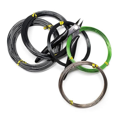 Bonsai Wire Kit - 5 Rolls, 164 Feet Total. Anodized Aluminum Training Wire, 1mm/1.5mm/2.0mm, for Bonsai Trees Indoor