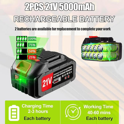 Electric Weed Wacker, Cordless Eater Battery Powered Eater Lightweight Edger Portable Stringless Grass Trimmer/Lawn Mower/Brush Cutter, with 3 Types Blades & Wheels for Yard and Garden