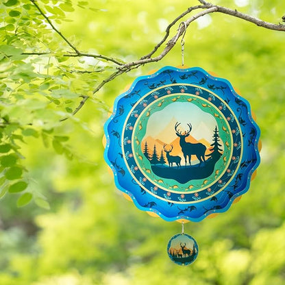 Light Catcher Elks Wind Spinner for Outdoor, 12 inch Hanging Wind Spinners Garden Yard Patio Window Decor, 3D Kinetic Deer Wind Sculpture, Unique Gift for Women Mom Grandma Wife Men Holidays