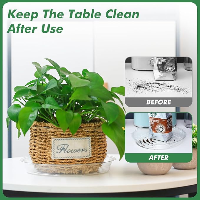 40 Pack 10 Inch Plant Saucer Clear Plant Saucers for Outdoors Plants Drip Trays, Large Pot Saucer No Holes Pot Saucers Planter Trays for Outdoor Plants Bulk Plastic Tray for Flower Pots, Snack Storage