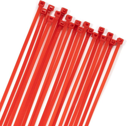 XINGO 100PCS Cable Zip Ties Heavy Duty, Premium Nylon Plastic Wire Ties with 50 Pounds Tensile Strength, Self-Locking Black Nylon Zip Ties for Indoor and Outdoor (12 inch, Red)