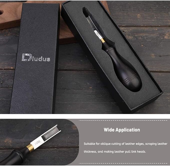 Diudus Leather Edge Beveler Tool, French Skiver, Wide Mouth Leather Edge Bevelers Skiving 8mm, Leather Edge Trimmer Crafting Tools with Wooden Handle for DIY Leather Craft