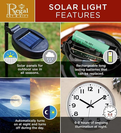 Regal Art & Gift Hot Air Balloon Solar Lantern – Hanging Solar-Powered LED Lights, Waterproof Portable Decorative Outdoor Lamp Made of Metal & Glass for Garden, Patios & Pathway – Rainbow(Large)