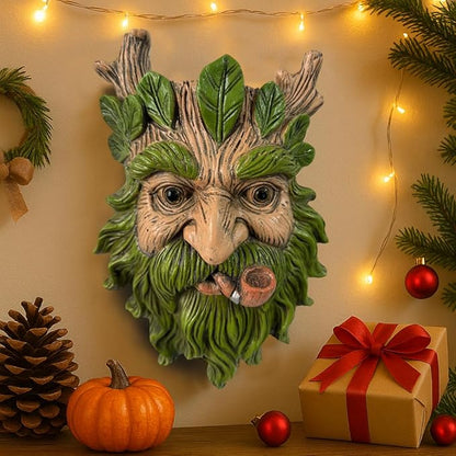 Abia Jaeia Pipe Tree Face Sculpture, Funny Pipe Old Man Tree Hugger Statue, Indoor & Outdoor Creative Props for Garden and Home,9" x 7" x 2.4"