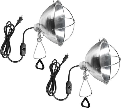 Simple Deluxe Clamp Lamp Light 10.5 Inch Adjustable Aluminum Reflector, Suit for E26 Socket Max 250 Watt Lamp (No Bulb Included), 6 Feet 18/2 SPT-2 Cord, with Bulb Guard, 2 Pack
