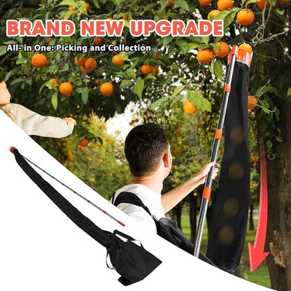 lyrlody Fruit Picker Pole Tool with Basket Telescoping Long Handle, 13FT Adjustable Orange Picker Pole Tool with Basket for Avocado Acorn Lemon Pear Mango Tree Picker