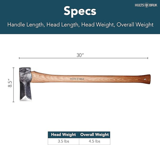 Hults Bruk 840740 Sarek Splitting Axe - 3.5 lb Head, 30" Handle