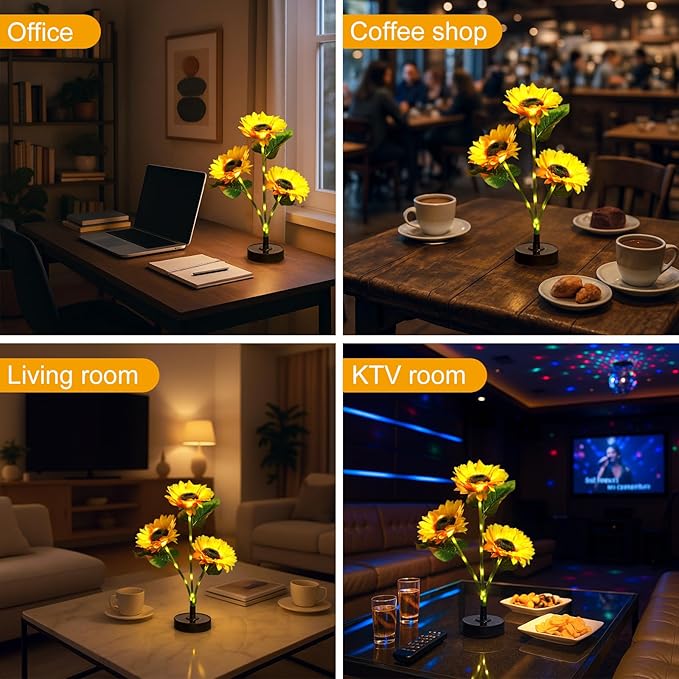 Solar Flowers Lights - Upgraded Outdoor Sunflowers Flowers Lights, Waterproof Outdoor Solar Lights for Garden, Patio, Backyard,Party and Office (Sunflowers, 4)