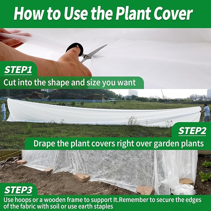 Avalution 3 Pack Plant Covers Freeze Protection, 10x50 FT Frost Cloths for Outdoor Plants, 0.9 oz/yd² Reusable Frost Blankets for Outdoor Plants, Row Covers for Vegetables Season Extension