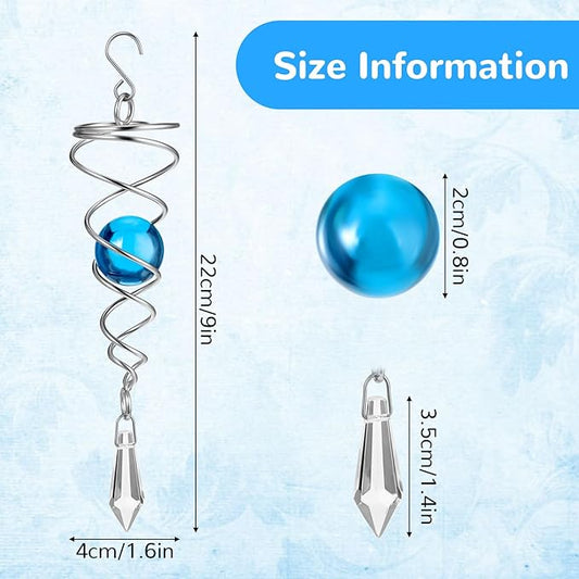 3 Pieces Gazing Ball Spiral Tail Spiral Tail Decorative Wind Spinner for Indoor Outdoor Decoration, 7.1 Inches/ 18 cm