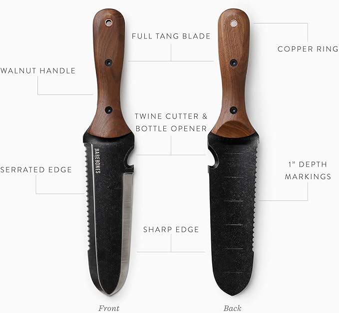 Barebones Hori Hori Classic - Garden Knife - Heat-Tempered Stainless Steel Blade and Walnut Handle