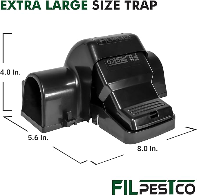 Set of 3 Professional Grade Extra Large Tunnel Rat Snap Traps, Mouse Trap, Reusable Trap, Heavy Duty for Indoor and Outdoor Pest Control Rodent Solutions