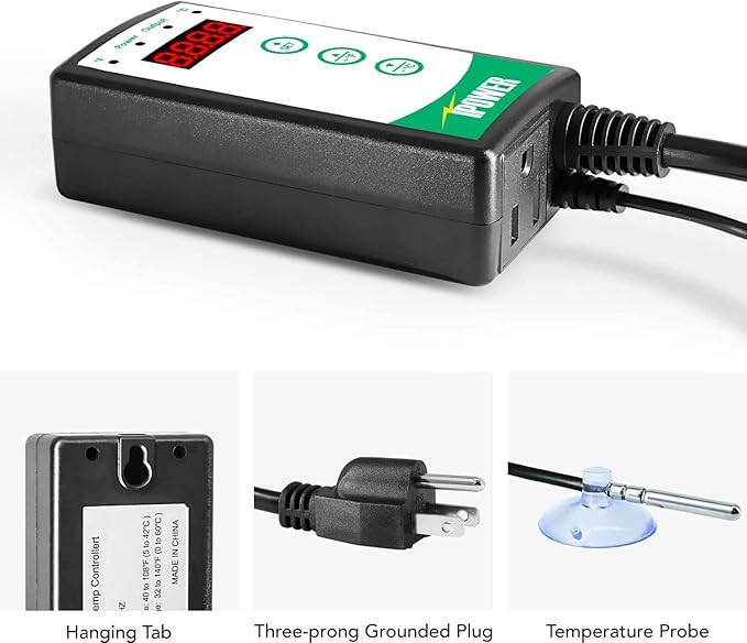 iPower 2-Pack 40-108 Degrees Fahrenheit Digital Heat Mat Thermostat Controller and 10" x 20" Hydroponic Seeding Warm Pad Plant Starting Kit Combo