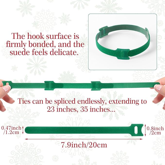 100 Pcs Christmas Garland Ties 7.87Inch Adjustable Holiday Garland Twist Ties for Holiday Halloween Tree Wreath Party Yard Wall Doorway Reusable Nylon Garden Cable Straps Decoration(Green)