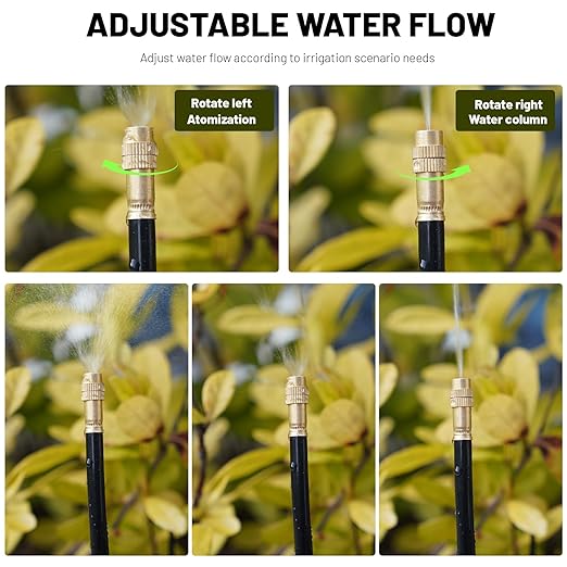 360° Adjustable Drip Irrigation System - 40FT Garden Watering System with 13 Nozzles, Garden Irrigation System, Greenhouse Accessories, Atomizing System for Yard, Lawn, Plants, 5/16 inch Hose