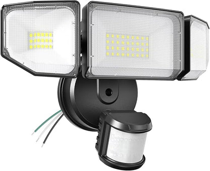 85W LED Security Lights Motion Sensor Light Outdoor, 8500LM Dusk to Dawn, IP65 Waterproof, 6500K, 3 Head Motion Detected Flood Light, Floodlight for Outside, Garage, Yard, Porch (Black)