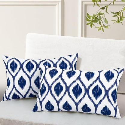 idee-home Outdoor Pillows with Inserts Included, Patio Outside Lumbar Pillows Waterproof Set of 2, 12 x 20 inch