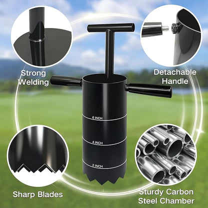 Portable Golf Hole Cutter, Carbon Steel Hole Digger with Detachable Handle, USGA Standard 2 Inch 4 Inch & 6 Inch, for Backyard, Lawn, Garden, Outdoor Putting Green Practice