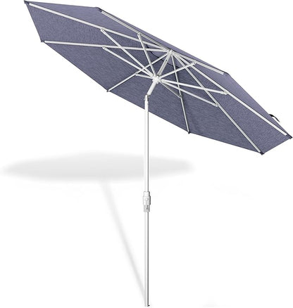Midtown Umbrellas The Swilt 10 Feet Patio Umbrella in Terylast Purple Texture Polyester Fabric - Fiberglass Ribs, Auto-Tilt Aluminum Frame For Backyard, Deck, Garden, Pool - White Pole
