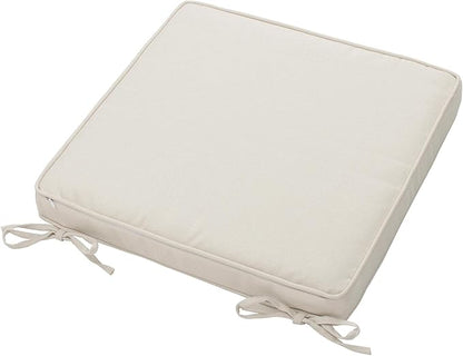 Magpie Fabrics Indoor Outdoor Waterproof Square Chair Cushion, 18 x 18 x 2.5 Inch, 2 Pack, Water Resistant Seat Cushions, for Patio Garden Office, Cream