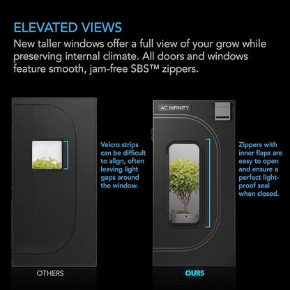 AC Infinity CLOUDLAB 733, Advance Grow Tent 3x3, Thickest 1" Poles, 2000D Mylar Canvas, Lab-Tested Highest Reflectivity, Largest Zipper Window, Controller Mount Plate, 36" x 36" x 72" Indoor Growing