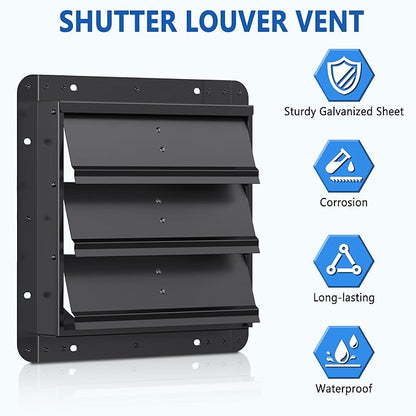 12 Inch Aluminum Automatic Shutter Louver Vent (No Fan Blades and Motor) for Home Attics, Workshops, Barn, Greenhouse