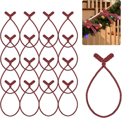 Christmas Garland Ties, 16Pcs 20in Garland Twist Ties for Banister, Reusable and Flexible Decorative Twist Tie for Home Decorations and Holiday Craft Gift Wrapping - Red