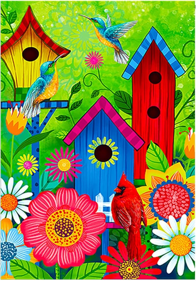 2 pieces spring summer bird garden flag welcome flag, vertical double-sided small yard flag 12 x 18 inches for outdoor family seasonal farmhouse yard lawn outdoor decoration