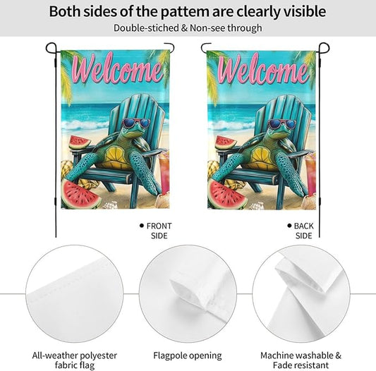 Sea Turtles Garden Flag Vertical Double Sided Outdoor Yard Flags 12.5x18 Inch Burlap Banners for House Lawn