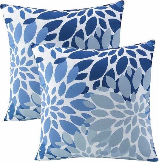 Outdoor Pillows, Pack of 2 Waterproof Decorative Throw Pillows with Inserts, 18”x18” Square Pillows for Couch, Sofa and Patio Furniture