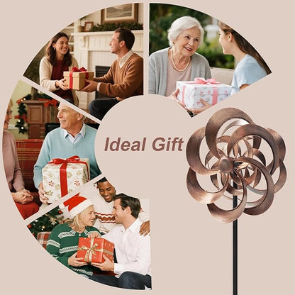 Garden Wind Spinners Outdoor Metal, Copper Kinetic Wind Sculptures & Spinner Yard Art for Outdoor Patio Lawn Decoration