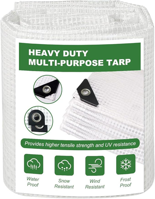 18 Mil Greenhouse Cover, 20x26 FT Clear Heavy Duty Greenhouse Tarp, UV Resistant Waterproof Green House Plastic Covering with Grommets for Garden, Farms, Nursery