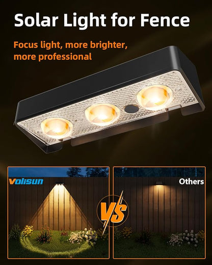 Solar Fence Lights 12 Pack, Warm White, Cool White and RGB Color Glow LED Solar Light, IP65 Waterproof Fence Lights Solar Powered for Patio, Backyard, Railing, Deck and Wall