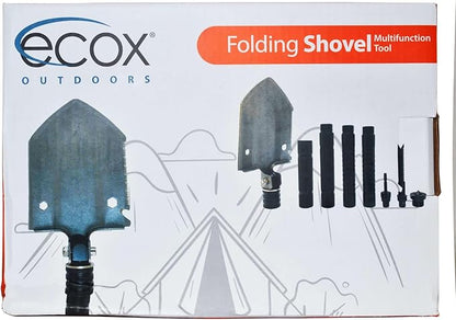 ecox Folding Shovel Survival Multitool for Camping Outdoors Shovel 4 Body Screwdriver Knife Saw Whistle Starter Can Opener Glass Shatterer All in one Tool