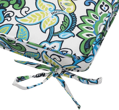 Magpie Fabrics Indoor Outdoor Waterproof Square Chair Cushion, 18" x 18" x 2.5", 2 Pack, Water Resistant Seat Cushions, for Patio Garden Office, Phoenix Blue Green