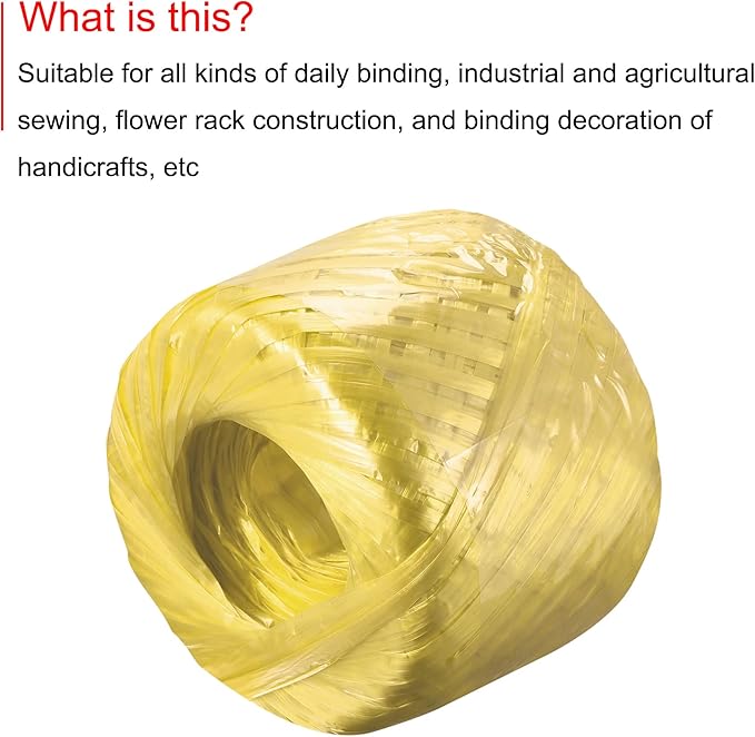 MECCANIXITY Polyester Nylon Plastic Rope Twine Household Bundled for Packing Gardening Craft,150m Length,Yellow