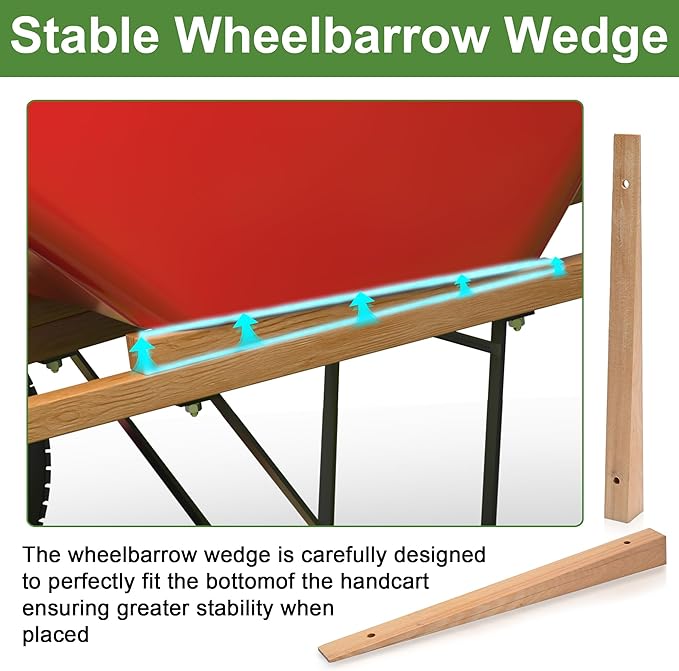 Nisorpa Wood Replacement Wheelbarrow Handles with 2 Wheelbarrow Wedge Heavy Duty Hardwood Wheelbarrow Handles Replacement Kit with Tough Seal Coat and Pre Drilled Holes for Wheelbarrows