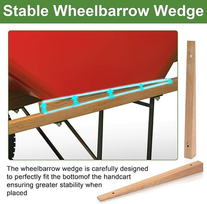 Nisorpa Wood Replacement Wheelbarrow Handles with 2 Wheelbarrow Wedge Heavy Duty Hardwood Wheelbarrow Handles Replacement Kit with Tough Seal Coat and Pre Drilled Holes for Wheelbarrows