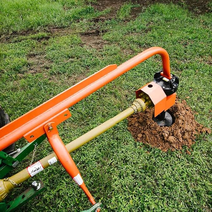 Titan Attachments 60 HP 3 Point Post Hole Digger with 9" Auger Attachment, Fits Cat 1 Tractors for Fence Post Holes, Deck Installation