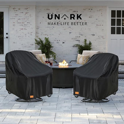 Outdoor Swivel Chair Covers Waterproof 2 Pack,Outdoor Chair Covers Patio Furniture Cover for Deck Patio Swivel Chair Heavy Duty,35 W x 37 D x 36 H inches Black