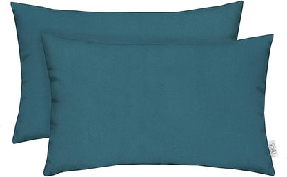 RSH Décor Jumbo Lumbar Pillow Covers – Set of 2 | 26" x 16" | for Outdoor Patio, Lounge, Adirondack, Deck | Water & Fade-Resistant | Includes Down-Alternative Inserts | Peacock