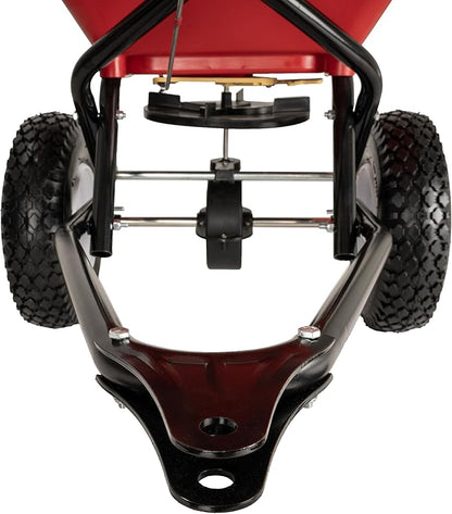 EarthWay Products T150 150lb Towable Broadcast Fertilizer Spreader, Seed Spreader, Pull Behind Aerator/Seeder for Garden Tractor, Easy Flow Control, Adjustable, Non-Skid Tires