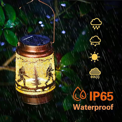 Bigfoot Solar Lanterns Outdoor Waterproof Hanging Solar Lights Big Foot Sasquatch Gifts for Men Women Metal Decorative LED Lanterns for Yard, Patio, Lawn, Tabletop, Pathway, Landscape, Garden Decor