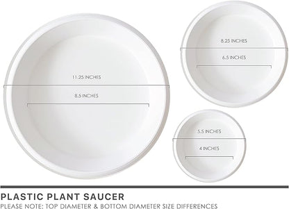 Plant Saucer 6 Pack Drip Trays Planter Pot Base Heavy Duty Plastic Drainage Tray for Indoor Houseplants Outdoor Garden 5 inch 8 inch 11 inch 3 Sizes 2 Each Round (White)