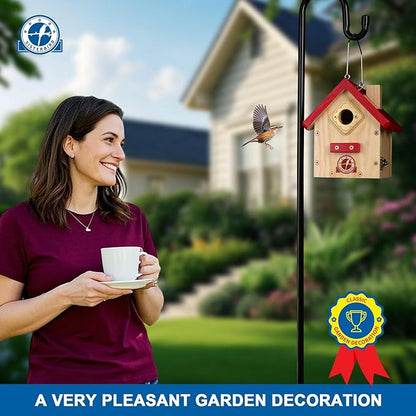 Wren Bird House, Premium Wooden Bird Houses for Outside, Classic Cabin Design Birdhouses for Outdoors, Hanging Bird House, Red-Breasted Nuthatch Wren Chickadee