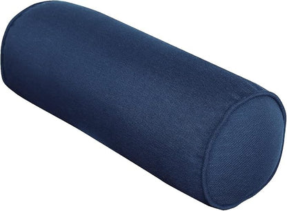 Indoor/Outdoor Bolster Pillows, 16x6 inches Solid Round Lumbar Cylinder Throw Pillows for Outdoor Furnitures, Set of 2, Navy Blue