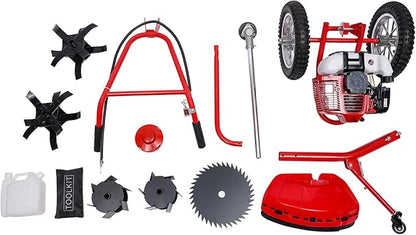 2 Stroke Lawn Mower, 49cc, Gasoline Weed Eater, 6500-7000r/Min High Speed, Hand Push Weed Wacker, Brush Cutter Push Mower Weeding Machine, for Home Yards, Gardens and Small Farms